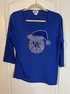 Royal Blue UK Women's Rhinestone Basketball Tee